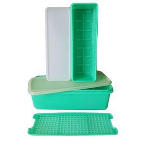 TUPPERWARE Bread Celery Vegetable Keeper Container Jadeite Green 782 892 Vintage